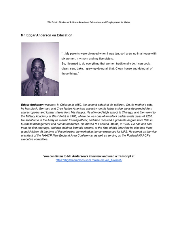 Mr. Edgar Anderson on Education