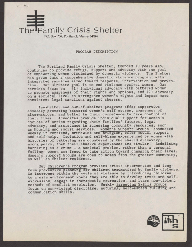 Reckitt was one of the founders of the Family Crisis Shelter in 1977, to support and advocate for women suffering from domestic abuse. She served as its executive director from 1979-1984 and 1990-2015. This was probably Reckitt's single greatest contribution to social reform in Maine. 1977 was also the year that the National Women's Conference took place in Texas. Those from Maine returned to work on battered women's shelters, but the legislation they sponsored to fund such centers failed. So not only did Reckitt create a center, but with the other Maine women, disappointed by the legislature, founded the Maine Women's Lobby in 1978.