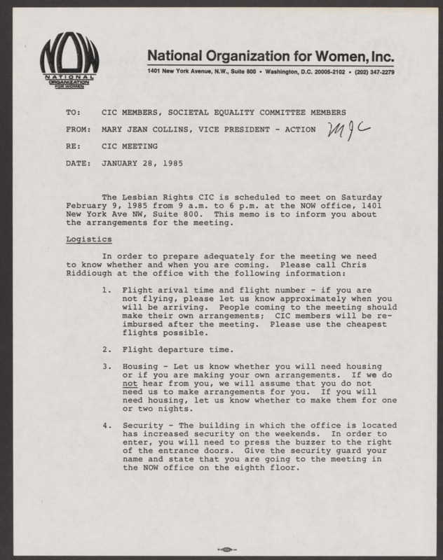 For the strategy meeting on lesbian and gay rights, NOW put together a packet of information  including the meeting agenda, a draft informational pamphlet, an outline for a PAC manual on lesbian and gay rights, and draft resolutions to guide NOW's campaign.